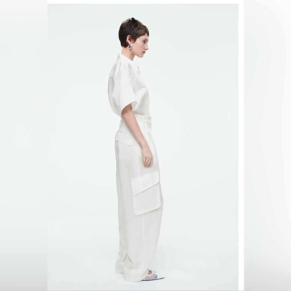 COS White Wide-Leg Cargo Trousers
